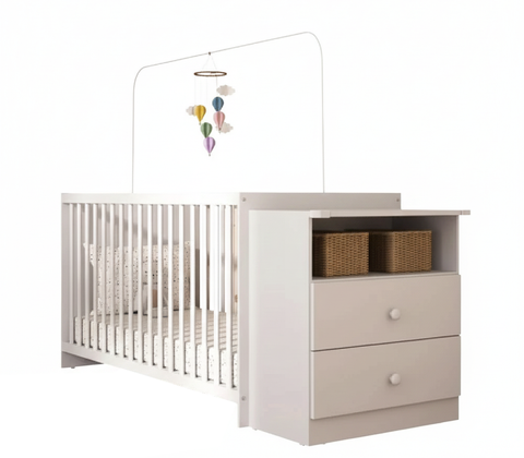 Berceau 2870 With Commode  72.3*167.1*66.2Cm White  (Limited 3 Months Warranty)
