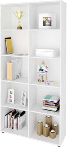 Bookcase Clean 5333 10 Niches  90*30.1*187.8Cm White (Limited 3 Months Warranty)