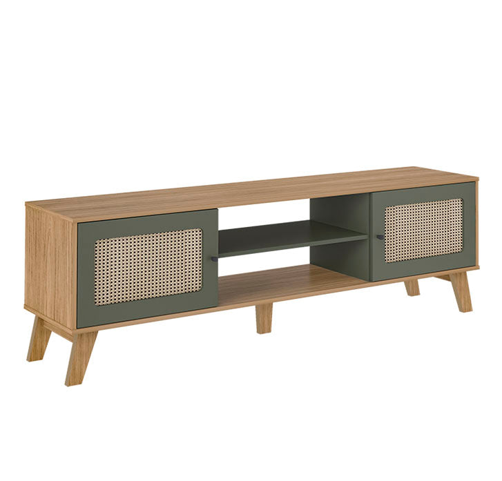 Tv Stand Charlotte 4534 Up To 75 / 2 Doors With 2 Niches  180*40*55Cm Oak/Mint  (Limited 3 Months Warranty)