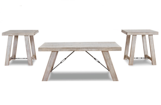 COFFEE TABLE CARYNHURST OCCASIONAL TABLE SET (3/CN) T356-13 51.0CM*121.9CM*60.9CM WHITEWASH