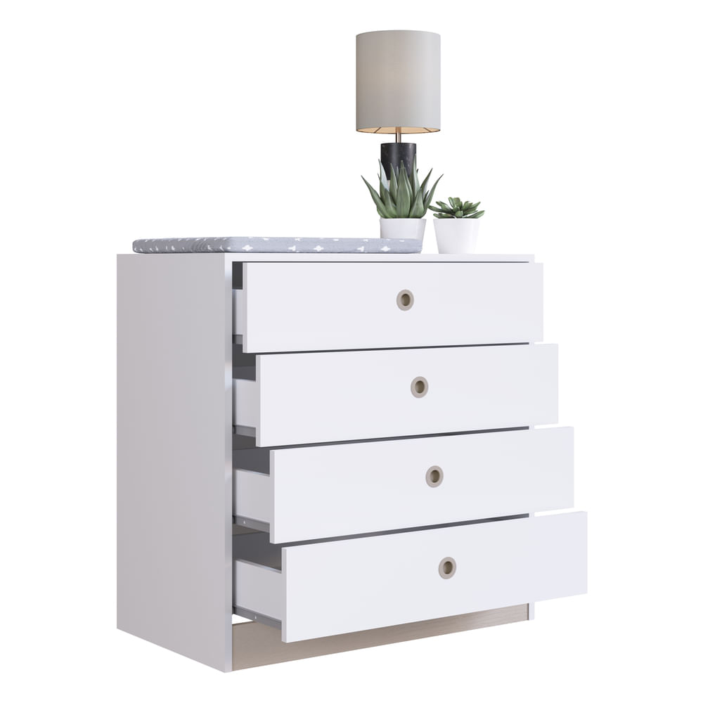 Commode Cr40100 4 Drawers  74.5*73*42.2Cm White/Smoked Lacca  (Limited 3 Months Warranty)