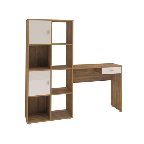 Office Table America 3966 One Drawer With 2 Doors & Eight Niches  160*35*155Cm Pine / Off White  (Limited 3 Months Warranty)