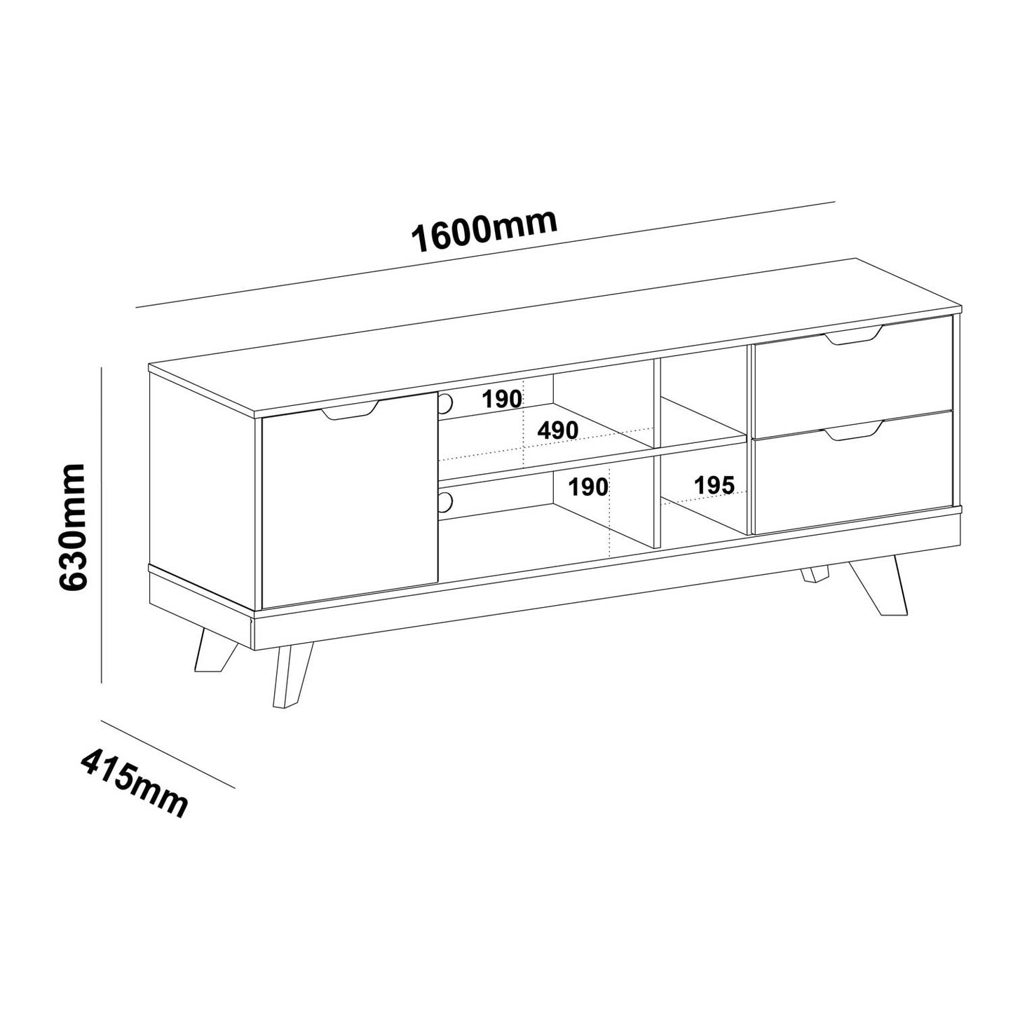 Tv Stand Michigan 4226 Up To 65 / 1 Door + 4 Niches  160*41.5*63Cm Pine/Off White (Limited 3 Months Warranty)