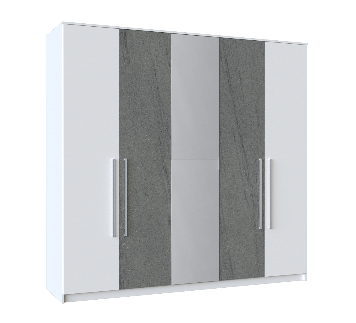 Wardrobe Henry 5Doors Grey/White (Limited 3 Months Warranty)
