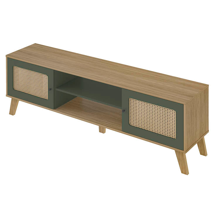 Tv Stand Charlotte 4534 Up To 75 / 2 Doors With 2 Niches  180*40*55Cm Oak/Mint  (Limited 3 Months Warranty)