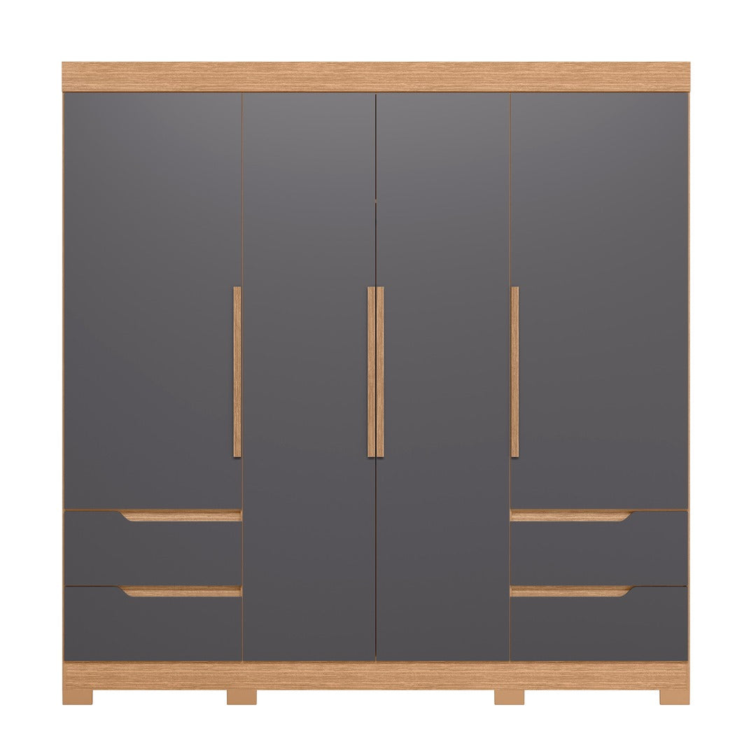 Wardrhttps://furnituremu-furnituremu.odoo.com/odooobe Vivacce 111-307 4 Doors With 4 Drawers  212*217*47Cm Freijo/Titatium  (Limited 3 Months Warranty)