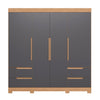 Wardrhttps://furnituremu-furnituremu.odoo.com/odooobe Vivacce 111-307 4 Doors With 4 Drawers  212*217*47Cm Freijo/Titatium  (Limited 3 Months Warranty)
