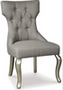 DINING CHAIR CORALAYNE UPH SIDE D650-03 97.7CM*56.2CM*58.1CM SILVER/WHITE