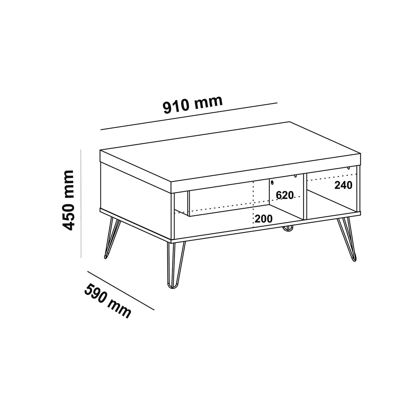 Coffee Table Liberty 4215 Cocktail  91*59*45Cm Oak  (Limited 3 Months Warranty)