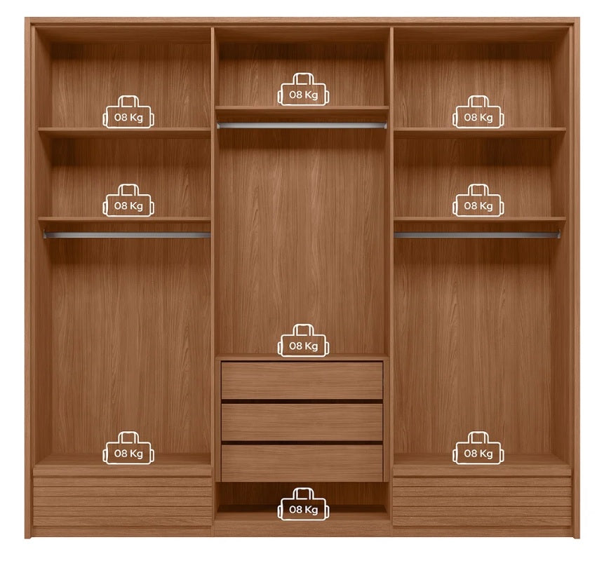 Wardrobe Democrata 163143Ep 6 Doors  Jatoba/Arena  (Limited 3 Months Warranty)