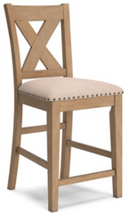 DINING CHAIR SANBRIAR UPHOLSTERED BARSTOOL (2/CN) 101.9CM*47.9CM*51.7CM LIGHT BROWN (O)