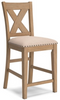 DINING CHAIR SANBRIAR UPHOLSTERED BARSTOOL (2/CN) 101.9CM*47.9CM*51.7CM LIGHT BROWN (O)