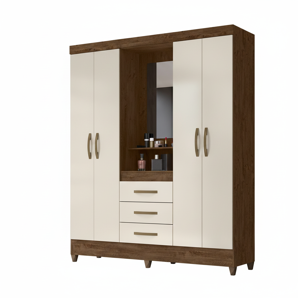 Wardrobe Capri 831031.3 4 Doors With 3 Drawers  204*165*47 Cm Freijo / Grey  (Limited 3 Months Warranty)