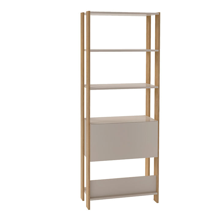 Bookcase Match 4234 4 Shelves  63*32*166Cm Off White / Oak  (Limited 3 Months Warranty)