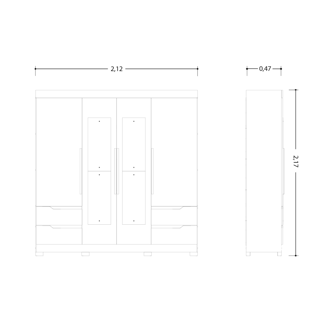 Wardrhttps://furnituremu-furnituremu.odoo.com/odooobe Vivacce 111-307 4 Doors With 4 Drawers  212*217*47Cm Freijo/Titatium  (Limited 3 Months Warranty)