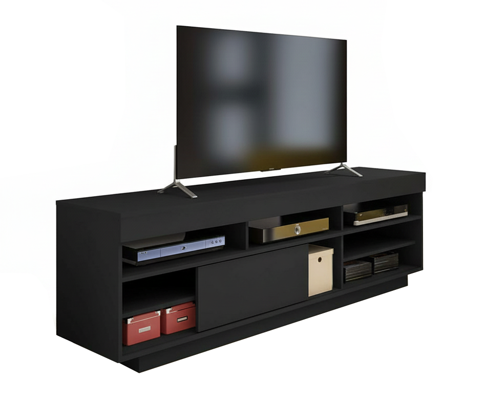 Tv Stand Treviso 4117 Up To 75 / Sliding Door  180*41.5*56.5Cm Black  (Limited 3 Months Warranty)