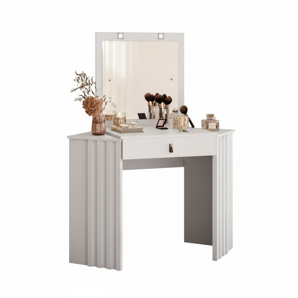 Dresser Glitter 193-135 1 Drawer With Mirror  120*101*47Cm White  (Limited 3 Months Warranty)