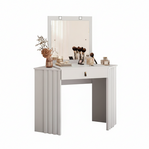 Dresser Glitter 193-135 1 Drawer With Mirror  120*101*47Cm White  (Limited 3 Months Warranty)
