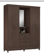 Wardrobe Persia 43220 205 4 Doors With 3 Drawers W165*H201*47Cm Coffee (Limited 3 Months Warranty )