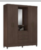 Wardrobe Persia 43220 205 4 Doors With 3 Drawers W165*H201*47Cm Coffee (Limited 3 Months Warranty )