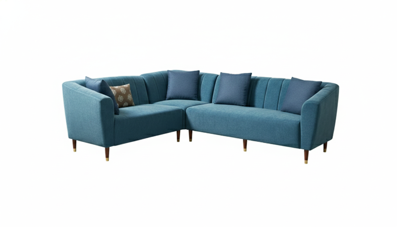 Sofa Kaj Corner Sofa  Sky Blue  (Limited 3 Months Warranty)