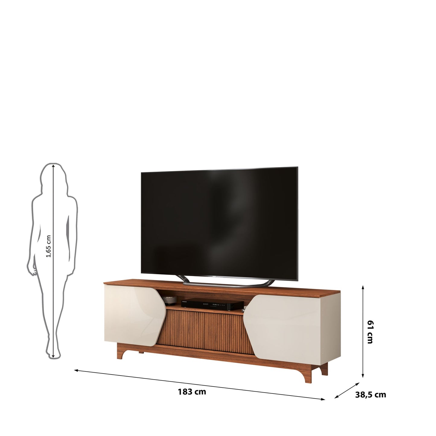Tv Stand Helo 36243227 Up To 75  183*61*38.5Cm Off White/Freijo  (Limited 3 Months Warranty)
