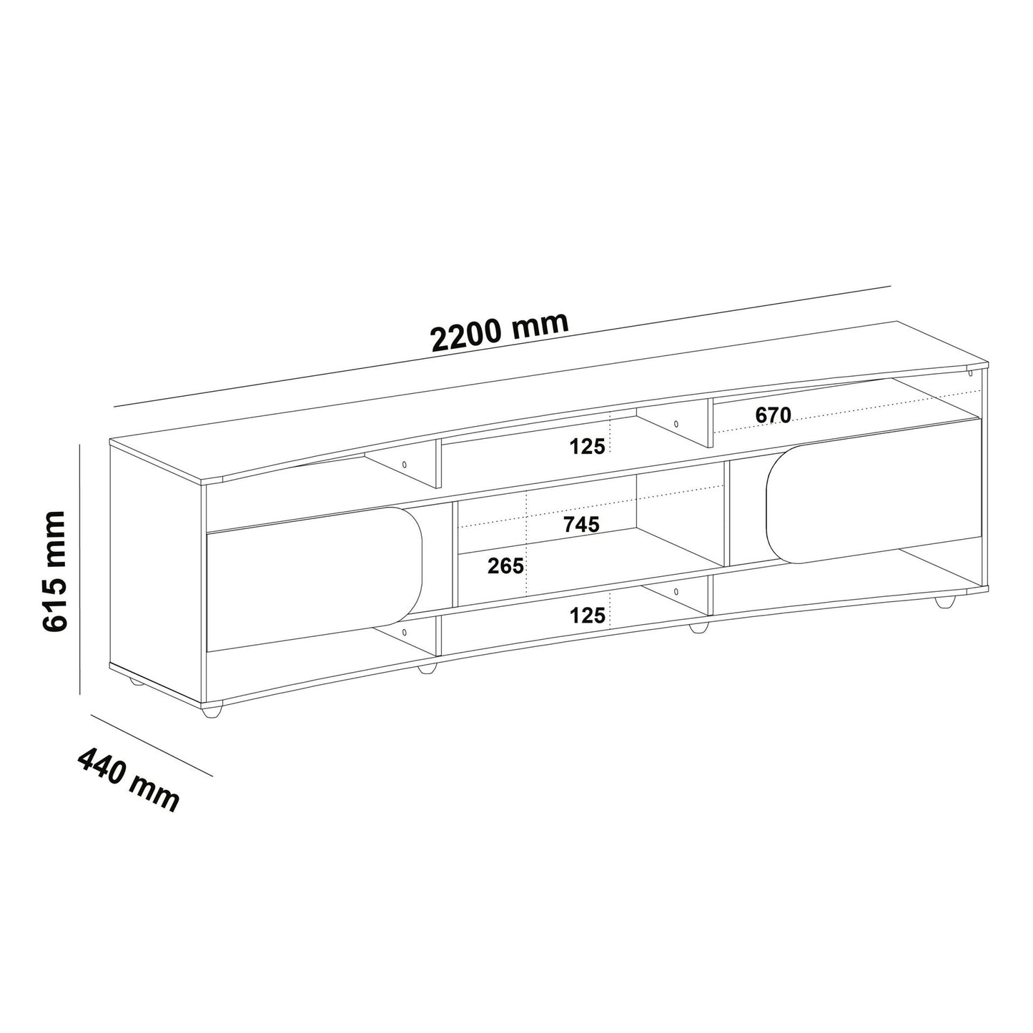 Tv Stand Elegance 4502 Up To 86 / 2 Doors Limited3 Months Warranty 220*44*61.5Cm Cedar/ Off White