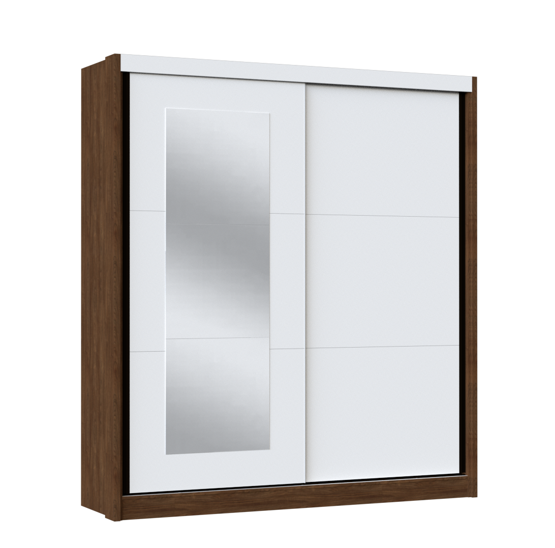 Wardrobe Valencia 2S Liding Doors White/Brown (Limited 3 Months Warranty)