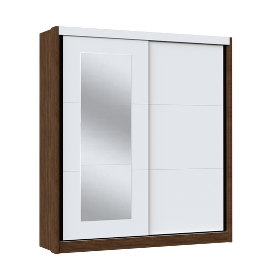 Wardrobe Valencia 2S Liding Doors White/Brown (Limited 3 Months Warranty)