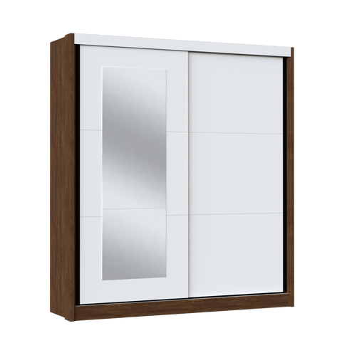 Wardrobe Valencia 2S Liding Doors White/Brown (Limited 3 Months Warranty)