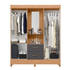 Wardrobe Mobi 23416-309 4 Doors With 2 Drawers And Mirror  147*181*47Cm Freijo/Titanium  (Limited 3 Months Warranty)