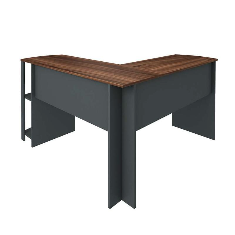 Office Table Luma 6121 Curved  135*135*74.8Cm Brown/Gray  (Limited 3 Months Warranty)