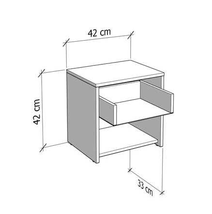 Night Stand Varadero With Drawer  42*33*42Cm Grey  (Limited 3 Months Warranty)