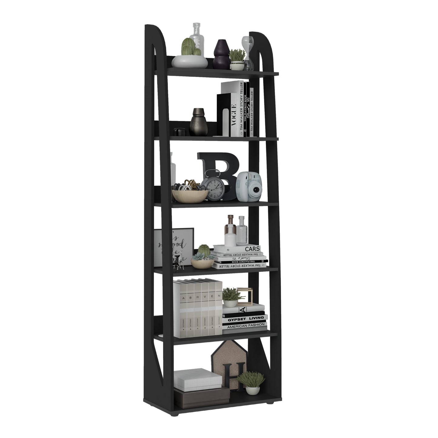Bookcase Floripa 4364 6 Shelves  60*30*183.5Cm Black (Limited 3 Months Warranty)