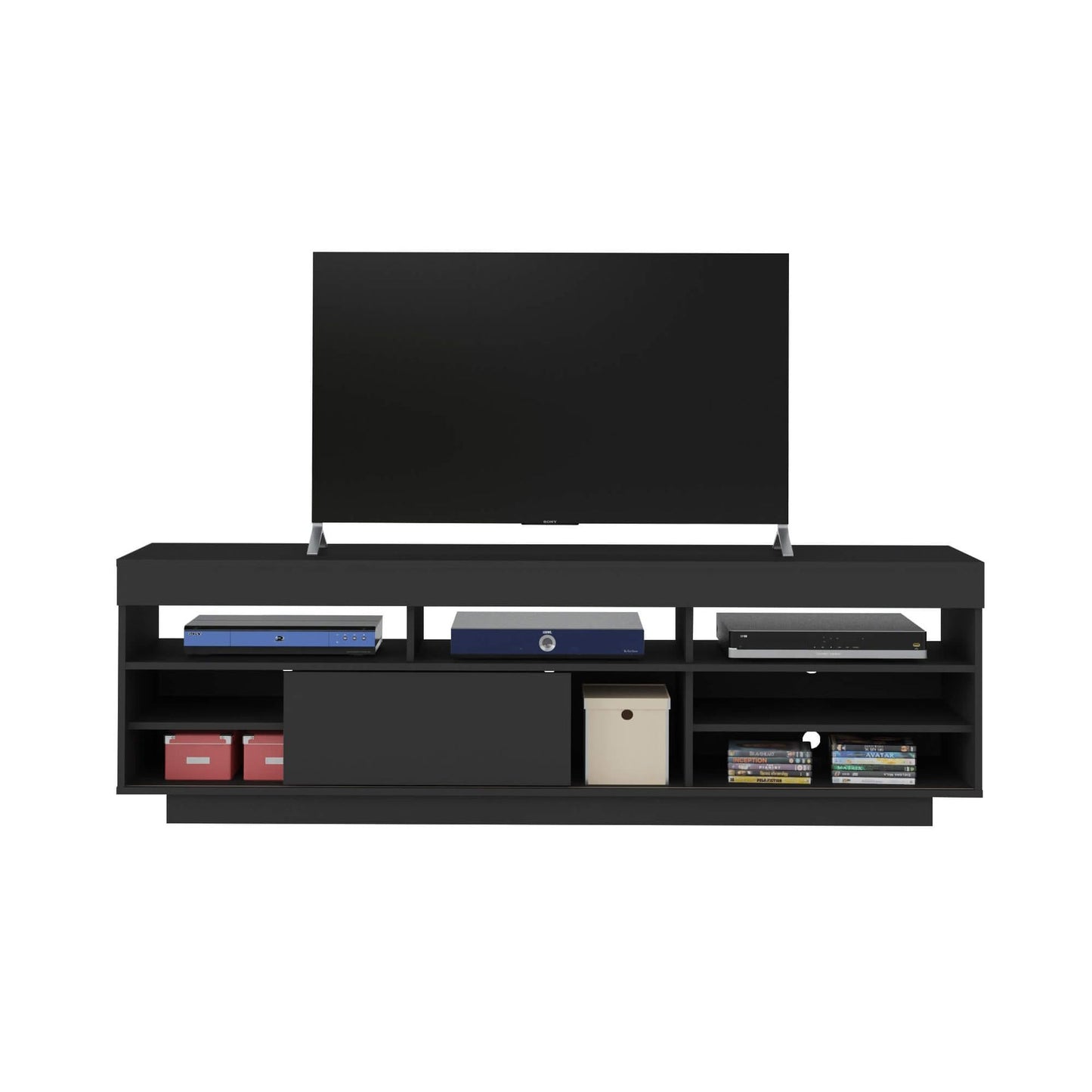 Tv Stand Treviso 4117 Up To 75 / Sliding Door  180*41.5*56.5Cm Black  (Limited 3 Months Warranty)