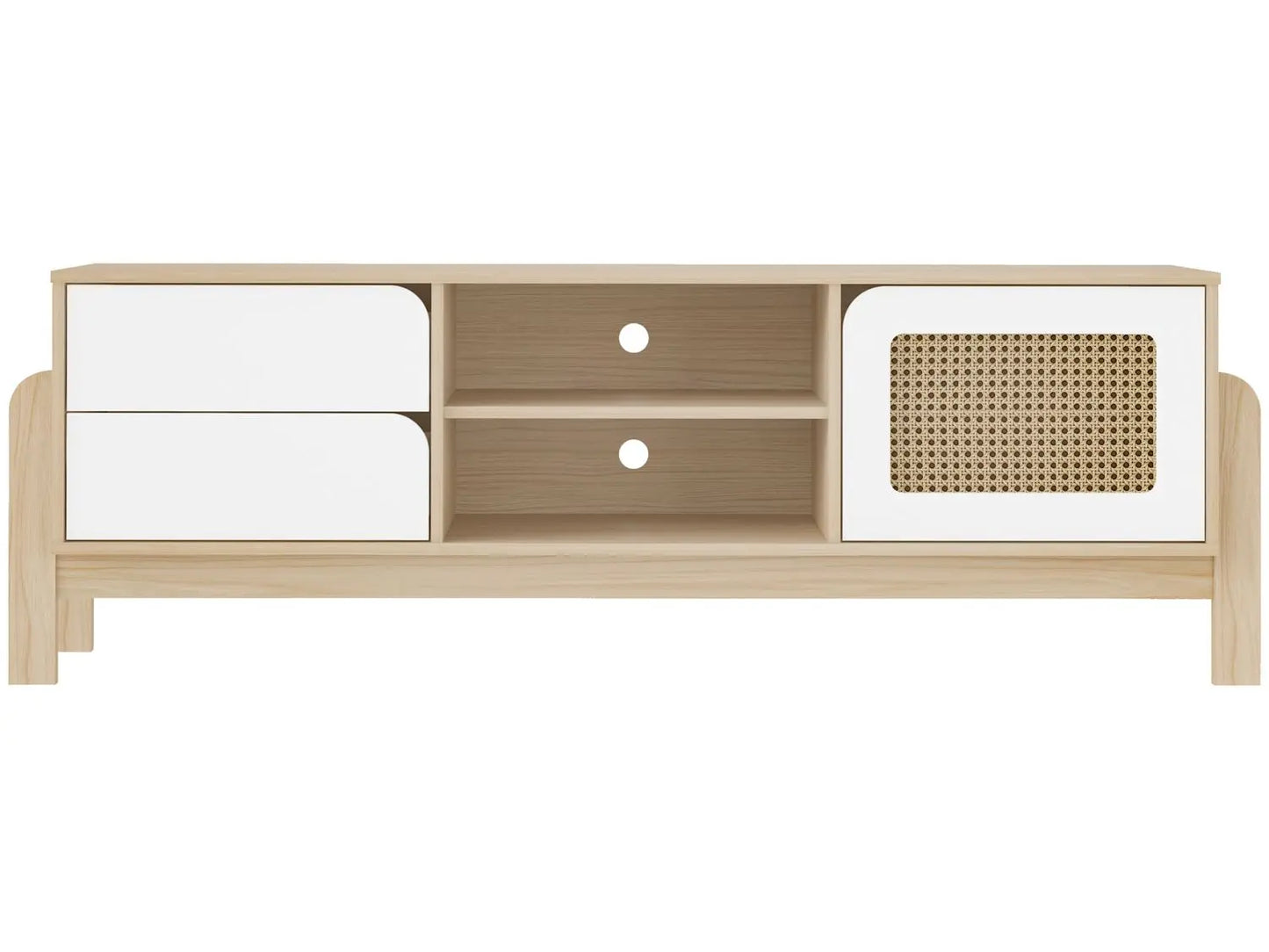 Tv Stand Nature 4606 Up To 65 / 1 Door With 2 Drawers  160*40*43Cm Natural/White (Limited 3 Months Warranty)