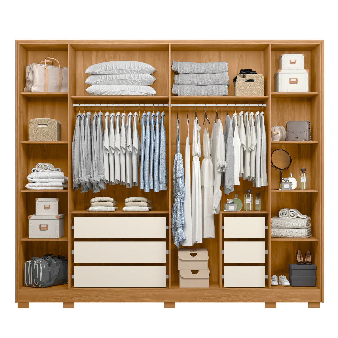 Wardrobe Fascinio 21648-291 6 Doors With 6 Drawers  270*230*56Cm Cinnamon/Off White  (Limited 3 Months Warranty)