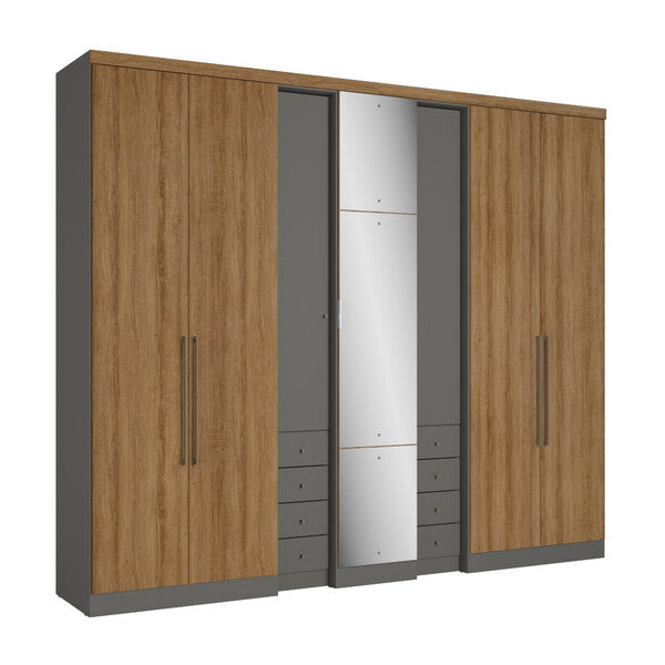 Wardrobe Absolut Plus Glass 5517 7 Doors + 8 Drawers  W288Cm* H233M * D55Cm Grafite/Almendra (Limited 3 Months Warranty)
