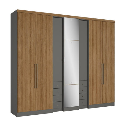 Wardrobe Absolut Plus Glass 5517 7 Doors + 8 Drawers  W288Cm* H233M * D55Cm Grafite/Almendra (Limited 3 Months Warranty)
