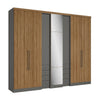Wardrobe Absolut Plus Glass 5517 7 Doors + 8 Drawers  W288Cm* H233M * D55Cm Grafite/Almendra (Limited 3 Months Warranty)