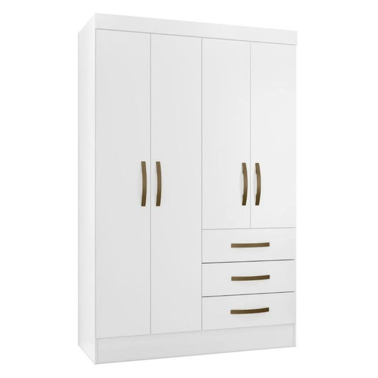 Wardrobe Sino 816440.4 4 Doors With 3 Drawers  182*119*47Cm White Flex (Limited 3 Months Warranty)