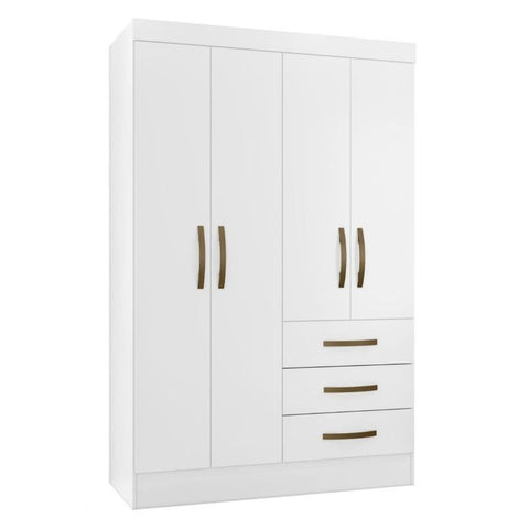 Wardrobe Sino 816440.4 4 Doors With 3 Drawers  182*119*47Cm White Flex (Limited 3 Months Warranty)