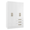 Wardrobe Sino 816440.4 4 Doors With 3 Drawers  182*119*47Cm White Flex (Limited 3 Months Warranty)