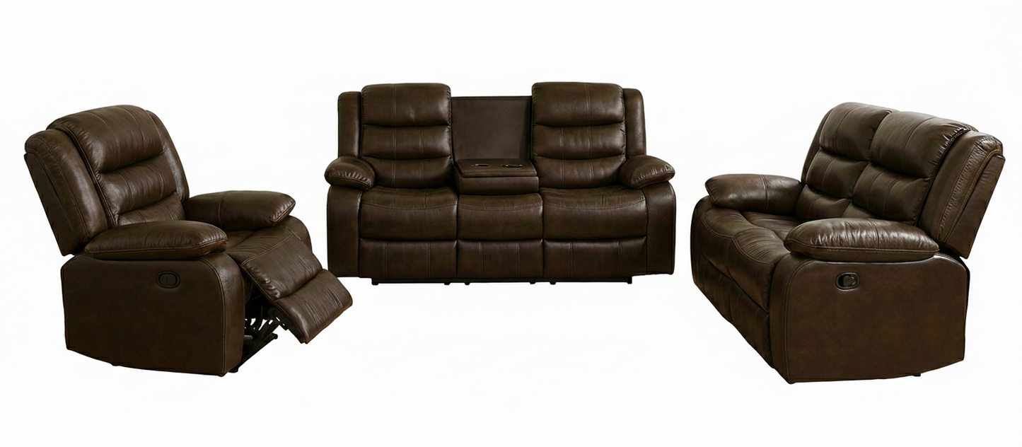 Sofa Berger New Italia Yl-97057 Manual Recliner 321 Brown (Limited 3 Months Warranty)