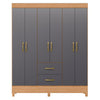 Wardrobe Mobi 23487-309 6 Doors With 2 Drawers  147*181*47Cm Freijo/Titanium (Limited 3 Months Warranty)