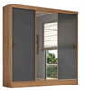 Wardrobe Sorento 2082R-470 3 Sliding Door With Mirror  W222*H219*D54Cm Canelo Grafite/Green (Limited 3 Months Warranty)