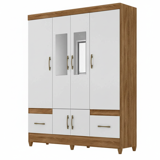 Wardrobe Ms 912 912031.6 6 Doors With 2 Drawers  204*165*47Cm Freijo/ Grey  (Limited 3 Months Warranty)