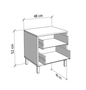 Night Stand Belfort 2 Drawers  48*40*52Cm Off White  (Limited 3 Months Warranty)