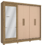 Wardrobe CB01N564-NGMC 6 doors with 3 drawers & mirror 223*245*56cm nogueira (limited 3 months warranty)