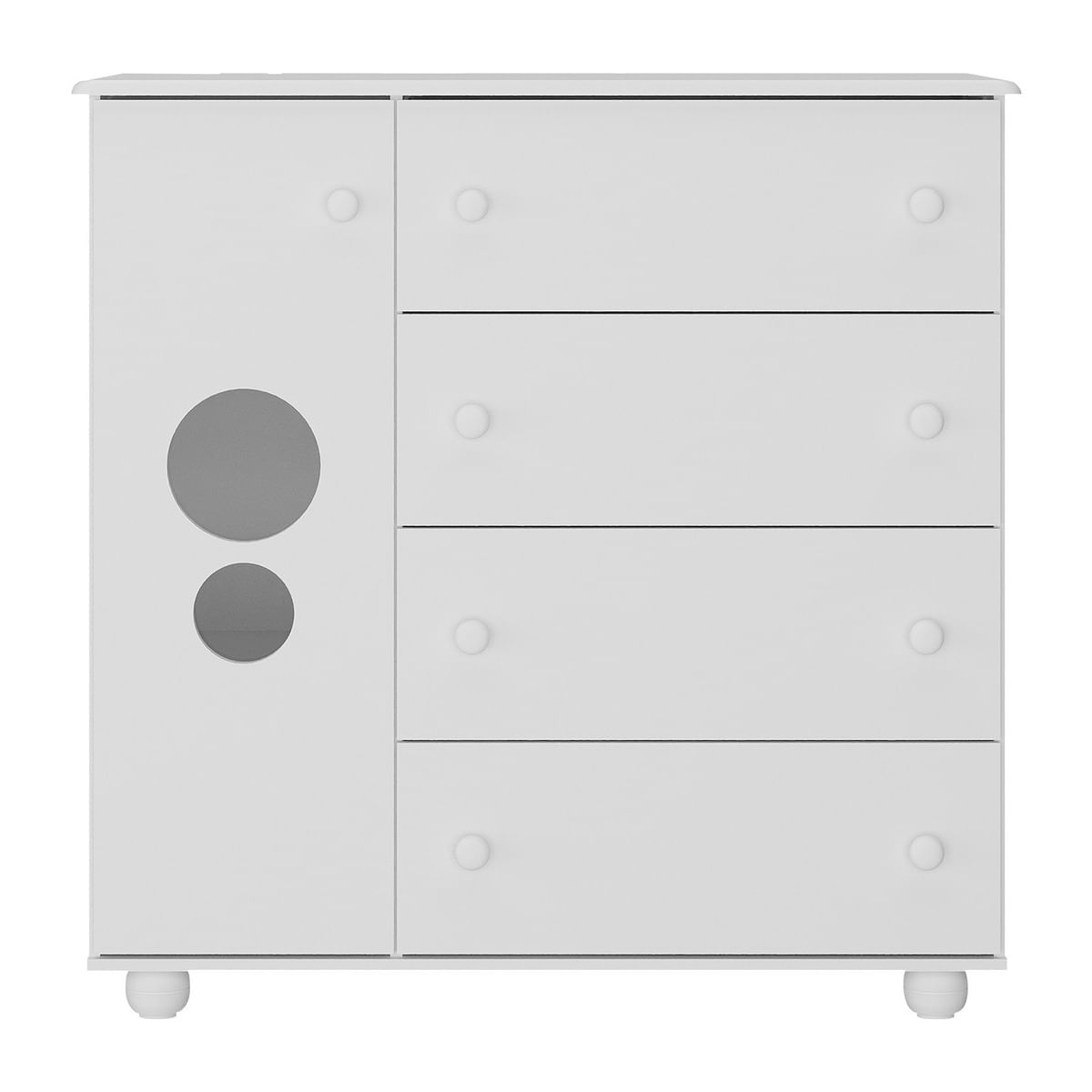Commode 2895 1 Door With 4 Drawers  94*94.5*42.5Cm White (Limited 3 Months Warranty)